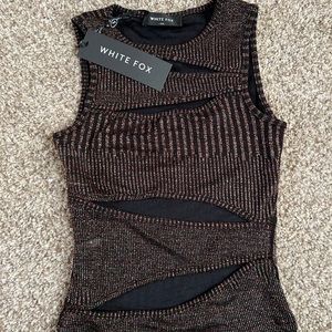 white fox cut out shimmer top